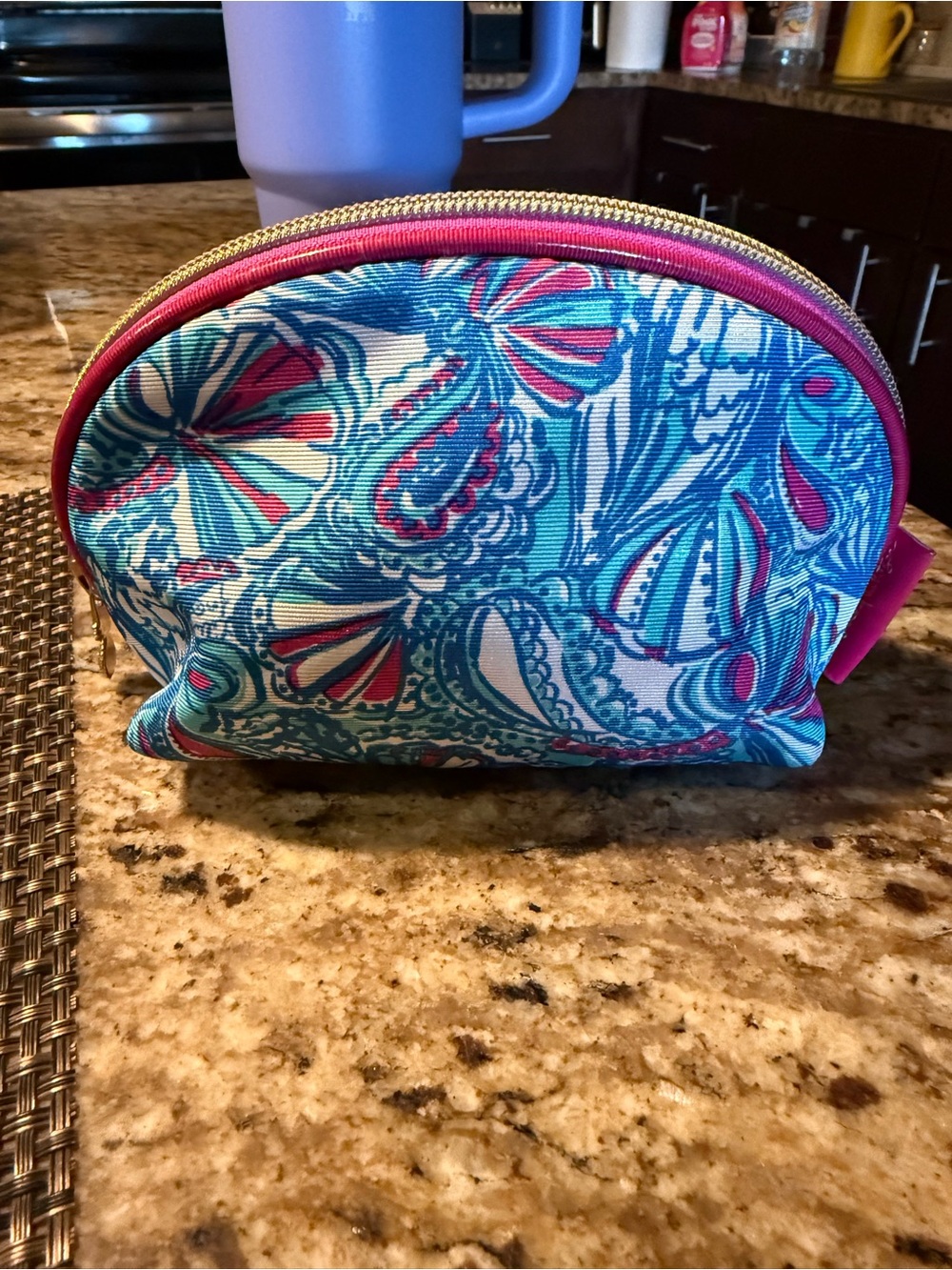 Lilly Pulitzer Blue and Pink Printed Cosmetic Case target collab rare